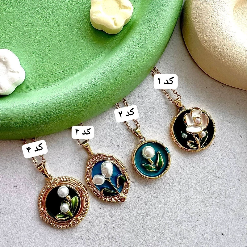 گردنبند میناکاری کالکشن سبز زمردی (ارسال رایگان)