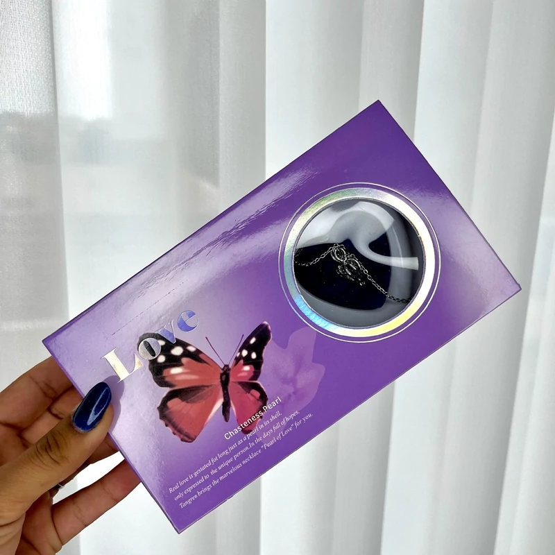 گردنبند مروارید عشق (طرح پروانه بنفش)