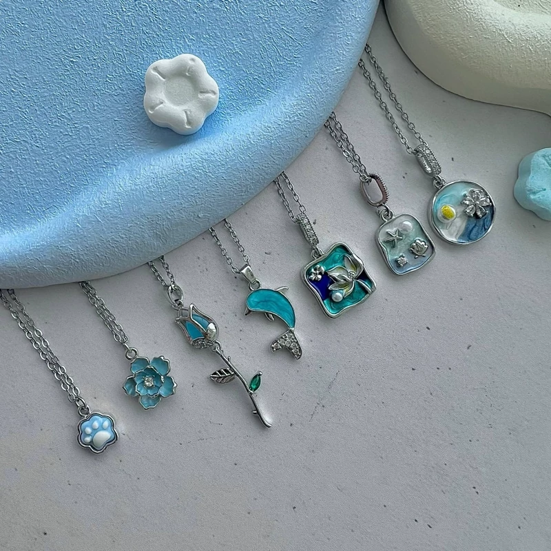 گردنبند آبی کالکشن دریا و میناکاری (ارسال رایگان)