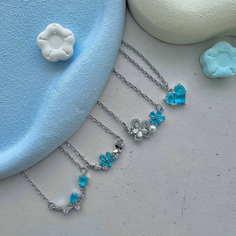 گردنبند آبی پینترستی کالکشن بهاری نگین سوارسکی