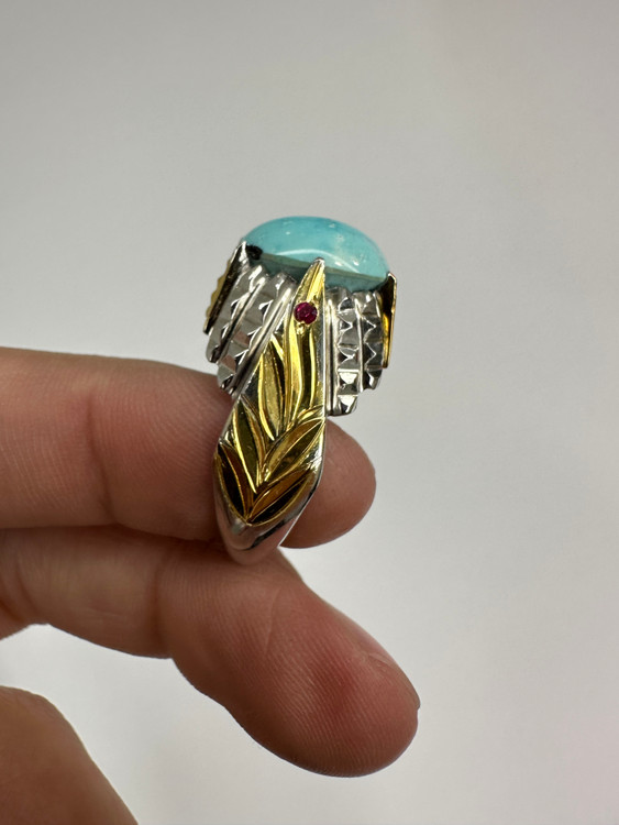 رکاب نقره دستساز و آینه کاری شده