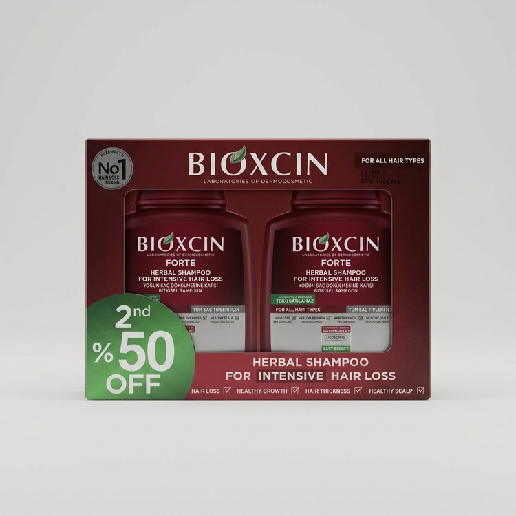 اطلاعات ترکیبات و نحوه استفاده پشت بطری شامپو Bioxcin Forte