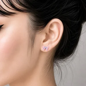 خرید گوشواره میخی فانتزی پاپیون خال خالی